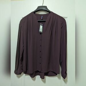 NYDJ Pleated Front Tunic Elegant Purple Women's Top, Size X Small